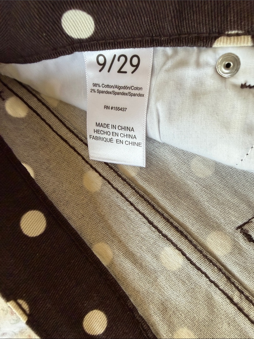 Polka Dot Wide Leg Pants - Brown with Cream Dots - Picture 4 of 7